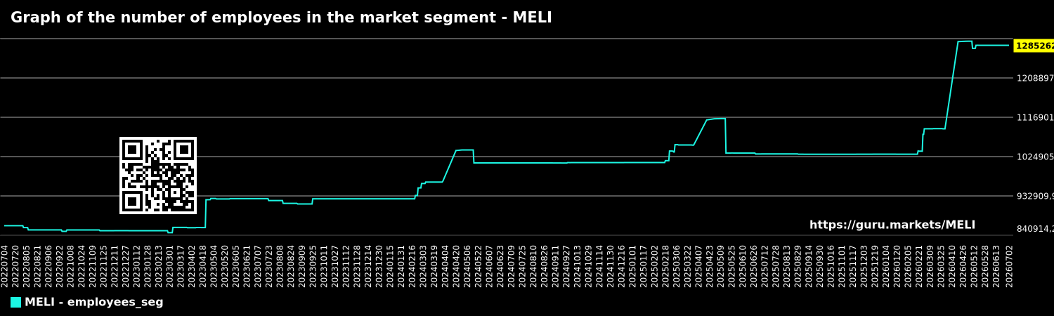 Graph of the number of employees in the market segment - MELI